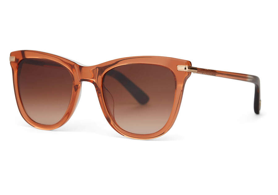 Terracotta Crystal-gold-brown Gradient Women's Toms Victoria Sunglasses Ireland | IE383-487