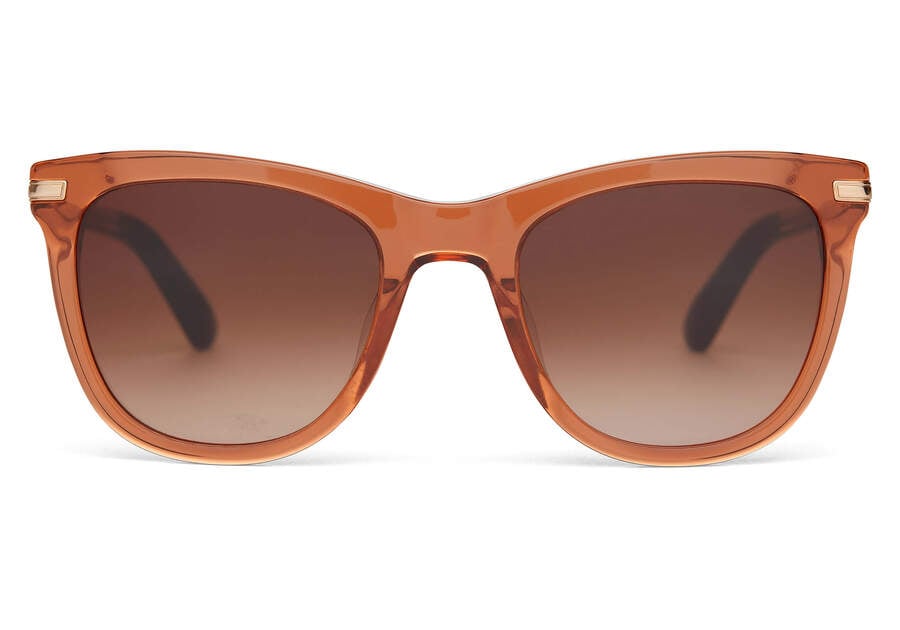 Terracotta Crystal-gold-brown Gradient Women\'s Toms Victoria Sunglasses Ireland | IE383-487