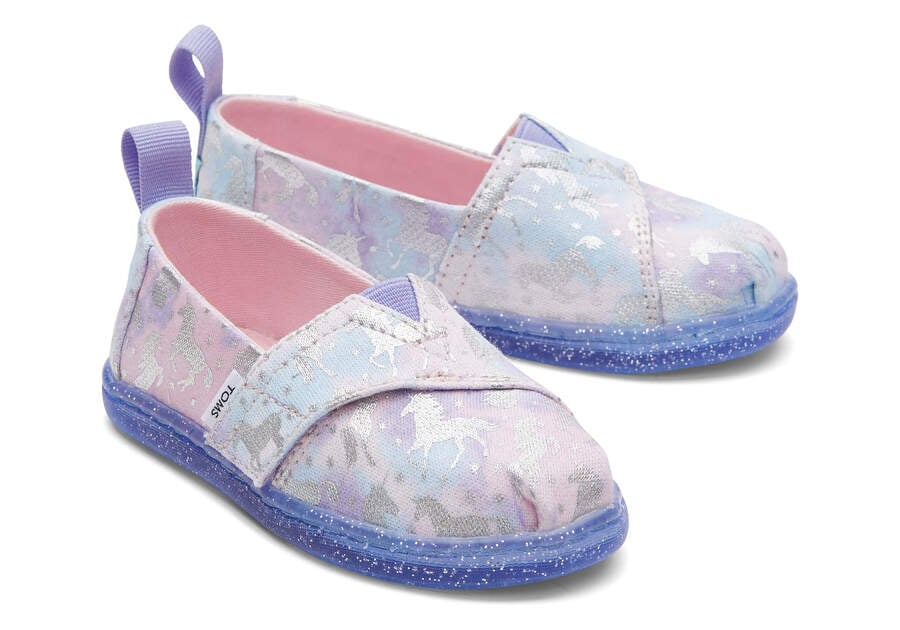 Tie Dye Foil Kids\' Toms Tiny Alpargata Unicorn Alpargatas Ireland | IE138-224