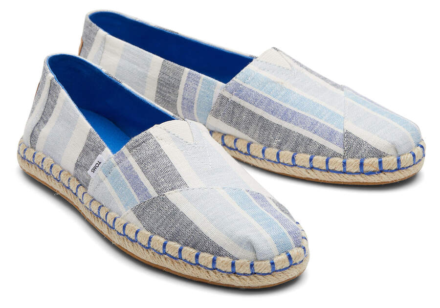 Twilight Blue Multi Stripes Women's Toms Alpargata Rope Espadrille Espadrilles Ireland | IE922-522