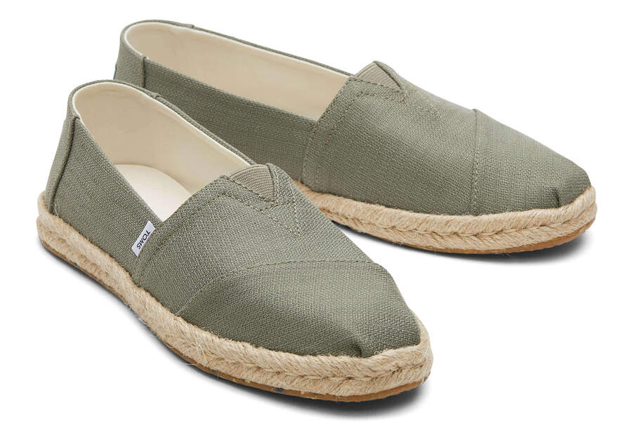 Vetiver Grey Textured Woven Women's Toms Alpargata Rope Espadrille Espadrilles Ireland | IE525-589