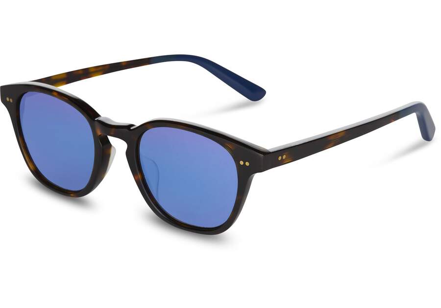 Whiskey Tortoise-deep Blue Mirror Women's Toms Wyatt Sunglasses Ireland | IE293-254