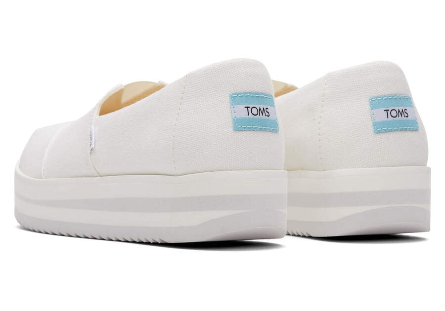 White Canvas Women's Toms Alpargata Midform Espadrille Platform Shoes Ireland | IE232-333