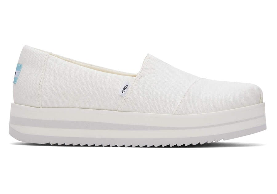 White Canvas Women\'s Toms Alpargata Midform Espadrille Platform Shoes Ireland | IE232-333