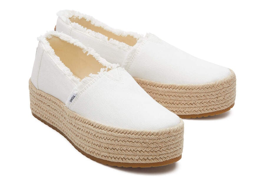 White Canvas Women's Toms Valencia Platform Espadrille Espadrilles Ireland | IE295-366