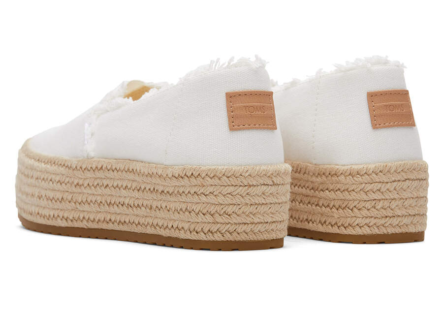 White Canvas Women's Toms Valencia Platform Espadrille Espadrilles Ireland | IE295-366