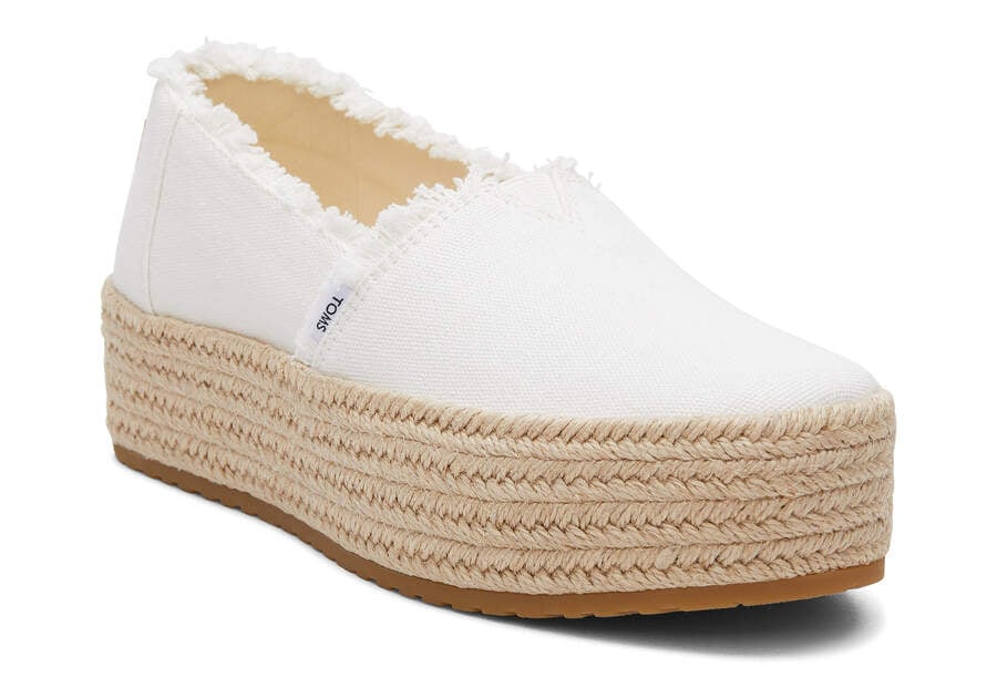 White Canvas Women's Toms Valencia Platform Espadrille Espadrilles Ireland | IE295-366