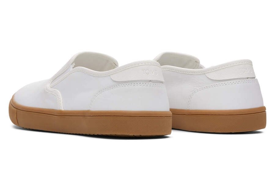 White Leather Men's Toms Baja Slip On Sneakers Ireland | IE163-851