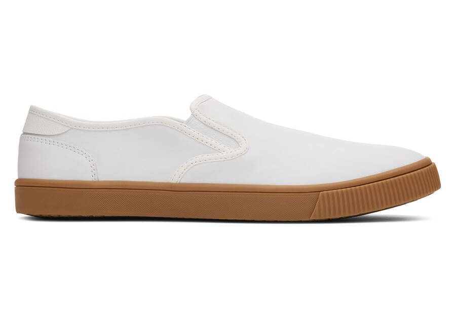 White Leather Men\'s Toms Baja Slip On Sneakers Ireland | IE163-851