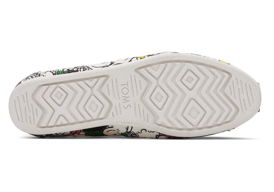 White Peanuts Cast Print Women's Toms X Peanuts® Alpargata Alpargatas Ireland | IE532-713