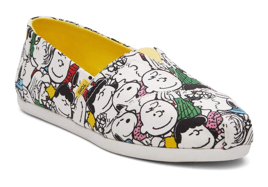 White Peanuts Cast Print Women's Toms X Peanuts® Alpargata Alpargatas Ireland | IE532-713