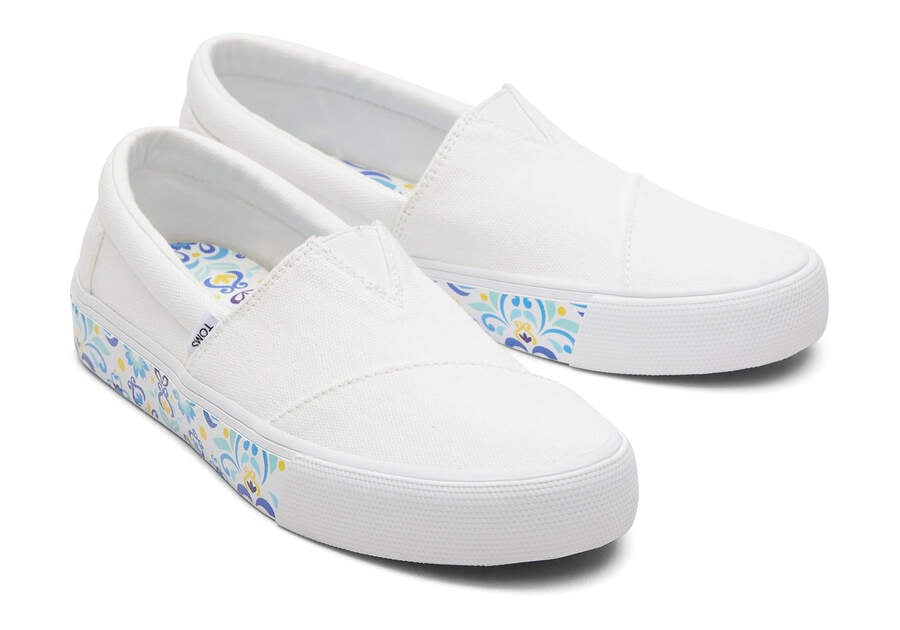 White Washed Canvas Women's Toms Fenix Sneakers Ireland | IE296-448