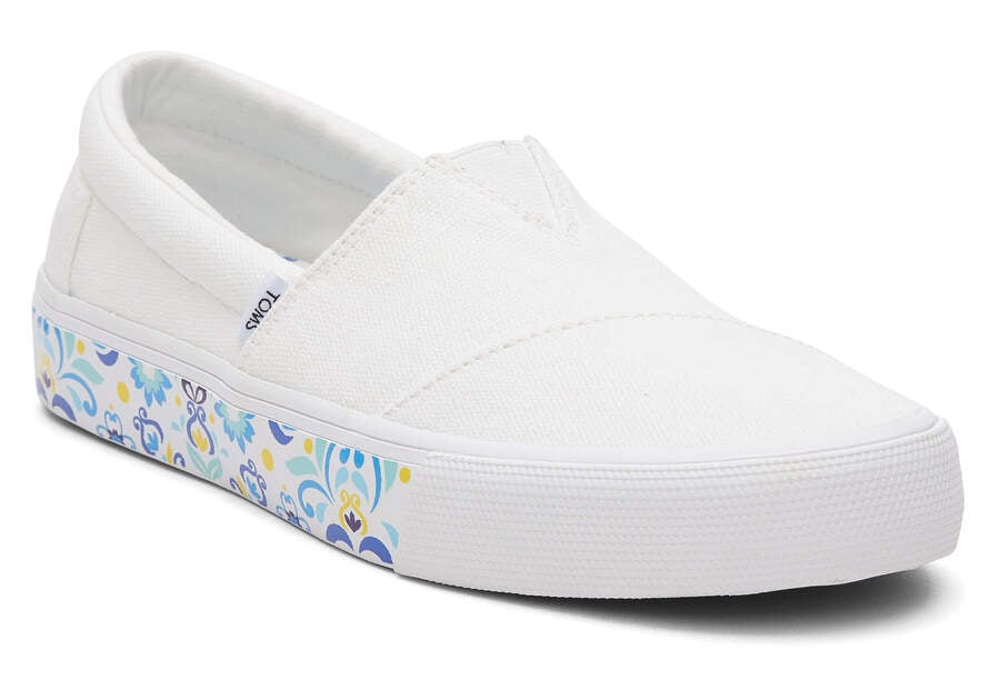 White Washed Canvas Women's Toms Fenix Sneakers Ireland | IE296-448