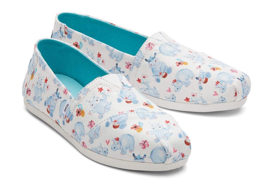 White Women's Toms Alpargata Hippos Alpargatas Ireland | IE316-401