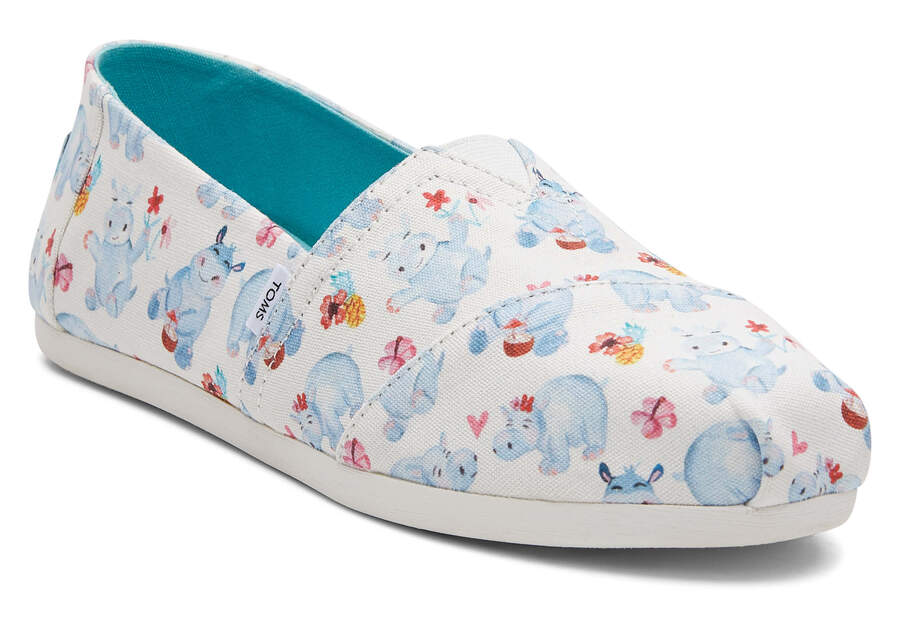 White Women's Toms Alpargata Hippos Alpargatas Ireland | IE316-401