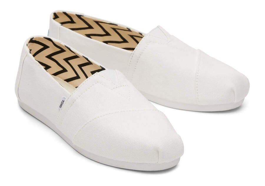 White Women's Toms Alpargata Recycled Cotton Canvas Alpargatas Ireland | IE274-236